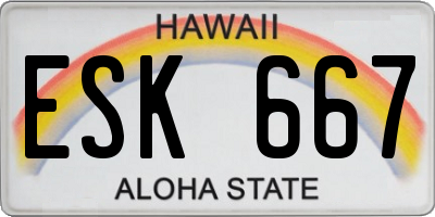 HI license plate ESK667