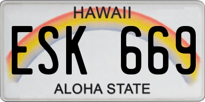 HI license plate ESK669