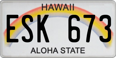 HI license plate ESK673