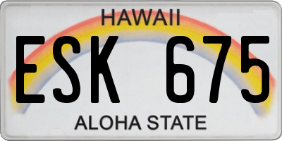 HI license plate ESK675
