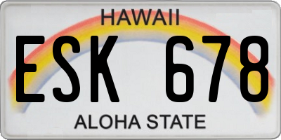 HI license plate ESK678