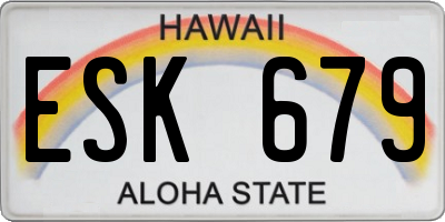 HI license plate ESK679