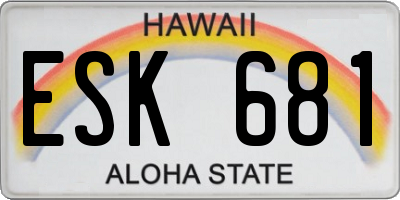 HI license plate ESK681