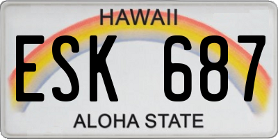 HI license plate ESK687