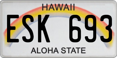 HI license plate ESK693