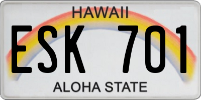 HI license plate ESK701