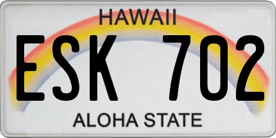 HI license plate ESK702