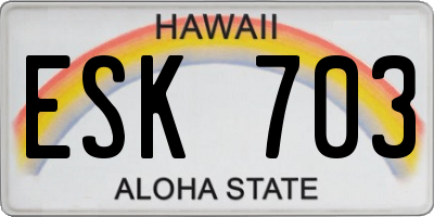 HI license plate ESK703