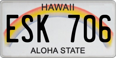 HI license plate ESK706