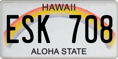 HI license plate ESK708
