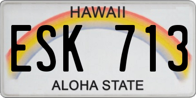 HI license plate ESK713