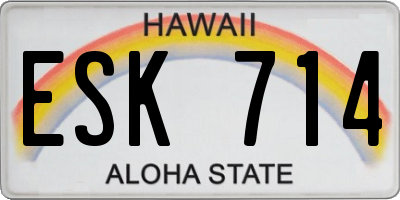 HI license plate ESK714