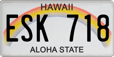 HI license plate ESK718
