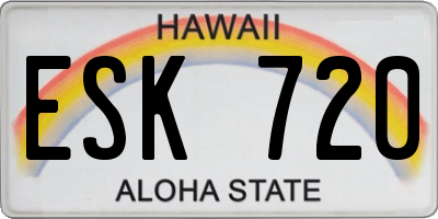 HI license plate ESK720