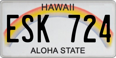 HI license plate ESK724