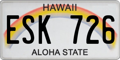HI license plate ESK726