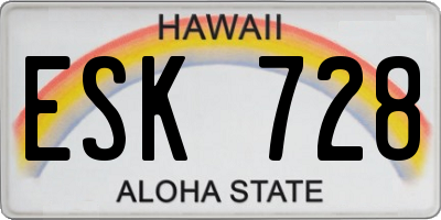 HI license plate ESK728