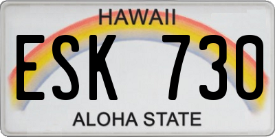 HI license plate ESK730