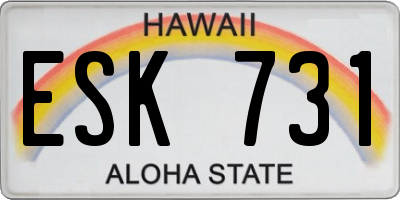 HI license plate ESK731