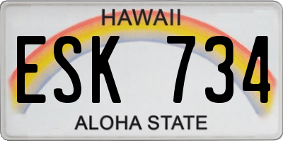 HI license plate ESK734