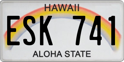HI license plate ESK741