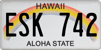 HI license plate ESK742