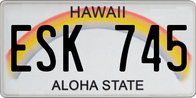 HI license plate ESK745