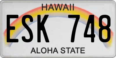 HI license plate ESK748