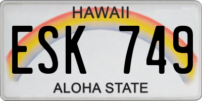 HI license plate ESK749