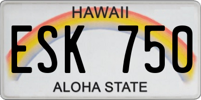 HI license plate ESK750