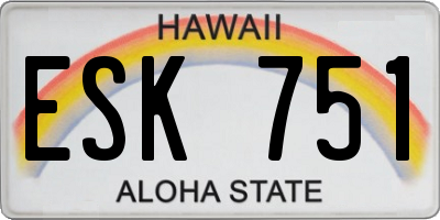 HI license plate ESK751