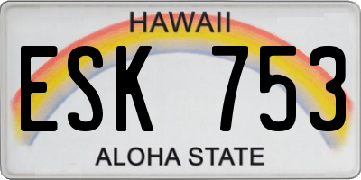 HI license plate ESK753