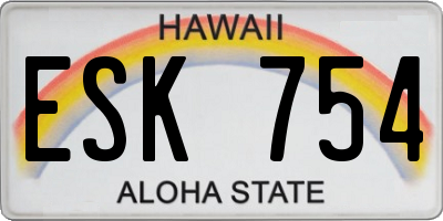 HI license plate ESK754