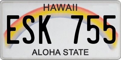 HI license plate ESK755