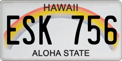 HI license plate ESK756