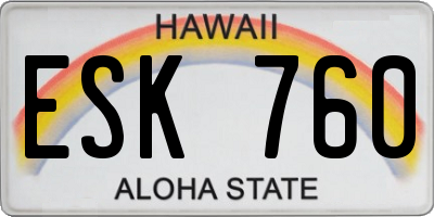 HI license plate ESK760