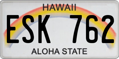 HI license plate ESK762