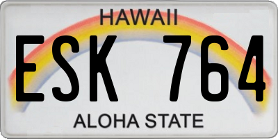 HI license plate ESK764