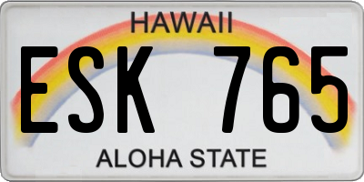 HI license plate ESK765