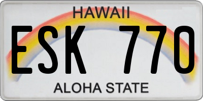 HI license plate ESK770