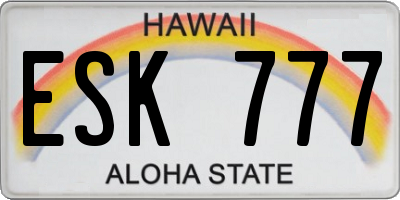 HI license plate ESK777