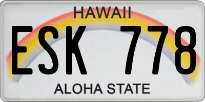 HI license plate ESK778