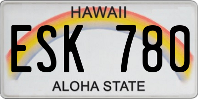 HI license plate ESK780