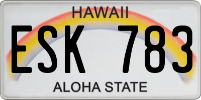 HI license plate ESK783