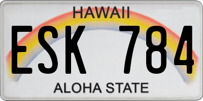 HI license plate ESK784