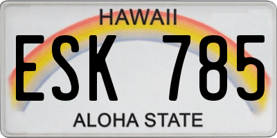 HI license plate ESK785