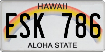 HI license plate ESK786