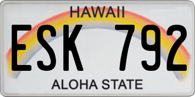 HI license plate ESK792
