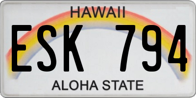 HI license plate ESK794
