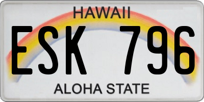 HI license plate ESK796